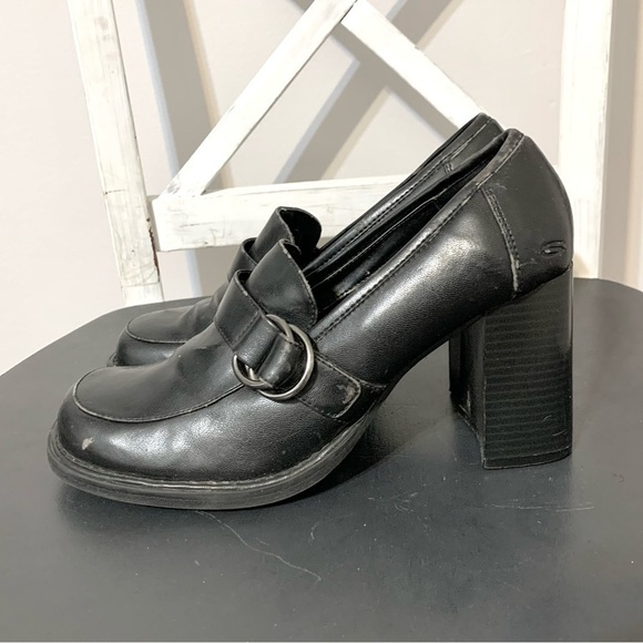 90S Vintage Skechers platform Mary Jane chunky heel shoes y2k funky bratz goth 9 - Picture 1 of 8